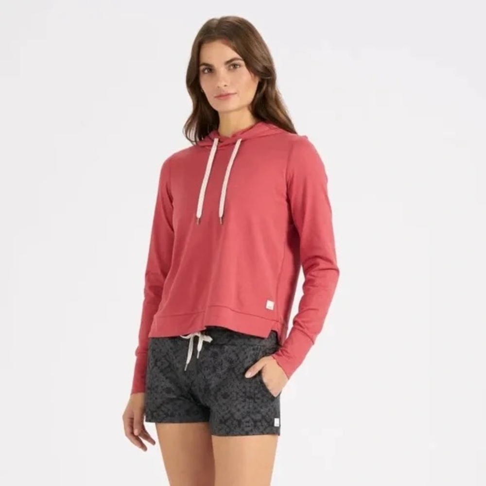Vuori Women's Halo Essential Hoodie in Sierra Heather in XS.